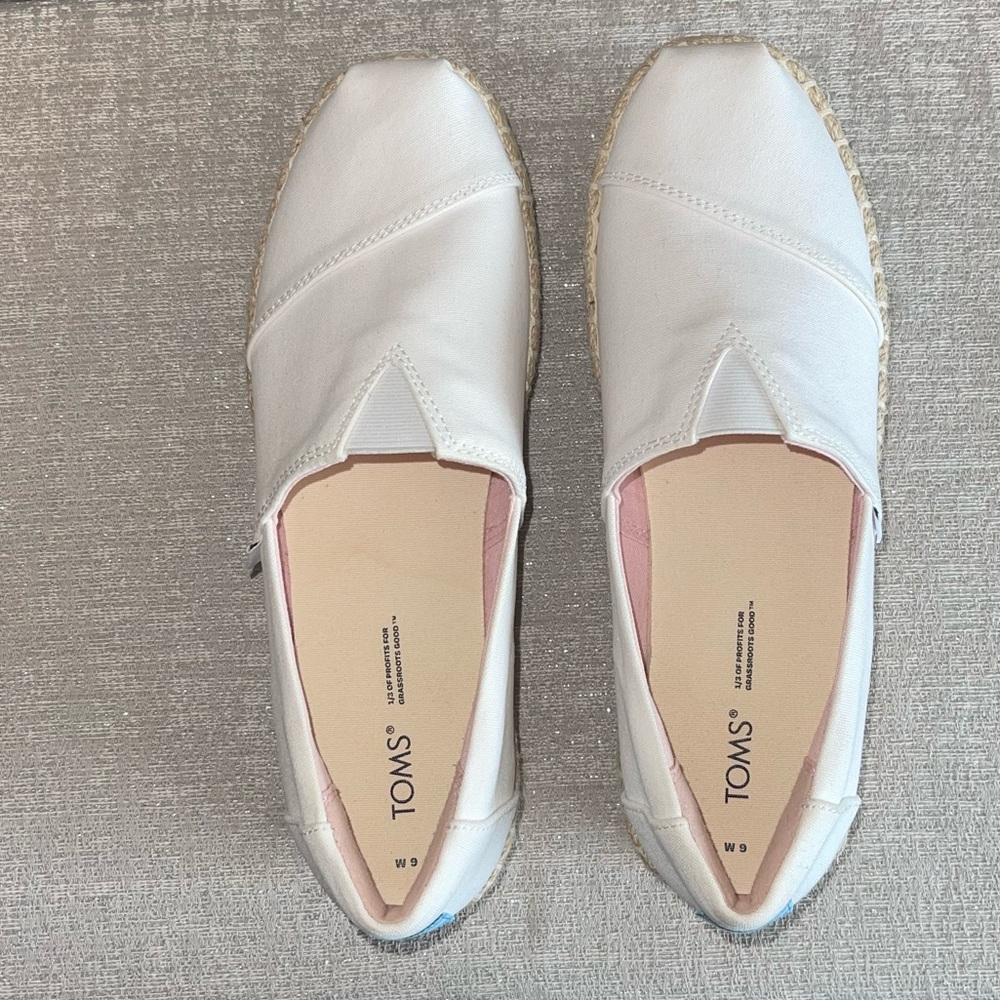 Toms White Alpargata Rope Platform